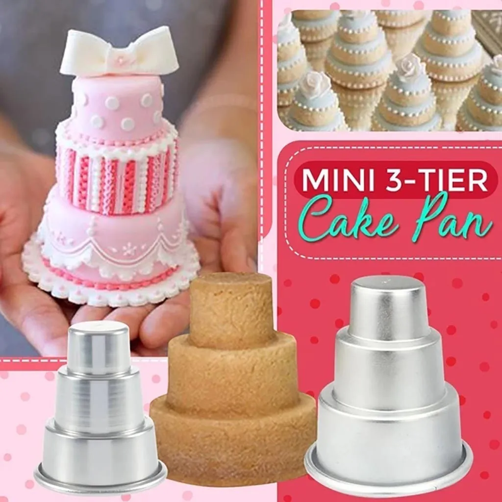 Mini Three-tiered Cake Pan Pudding Mold Muffin Decorating Mould Tools Baking Accessories Reposteria Pasteleria Accesorios 
Mini Three-tiered Cake Pan Pudding Mold Muffin Decorating Mould Tools Baking Accessories Reposteria Pasteleria Accesorios