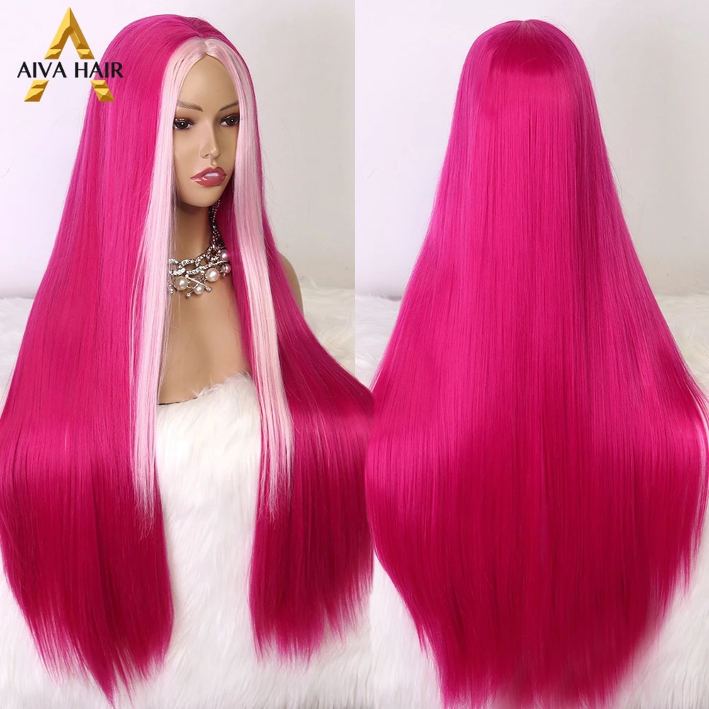 AIVA Hot Pink Synthetic Wig Long Straight Highlight Red Blue Wig High Temperature Fiber Cosplay Synthetic Wigs For Black Women
AIVA Hot Pink Synthetic Wig Long Straight Highlight Red Blue Wig High Temperature Fiber Cosplay Synthetic Wigs For Black Women