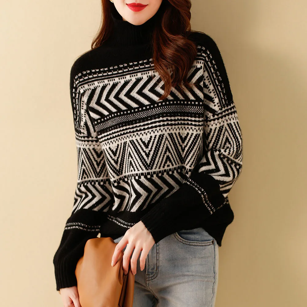 Sweater Women Long Sleeve Pullover Ladies Black Western Style Soft Waxy Turtleneck Loose Lazy Outer Wear Female Autumn Clothing
Sweater Women Long Sleeve Pullover Ladies Black Western Style Soft Waxy Turtleneck Loose Lazy Outer Wear Female Autumn Clothing