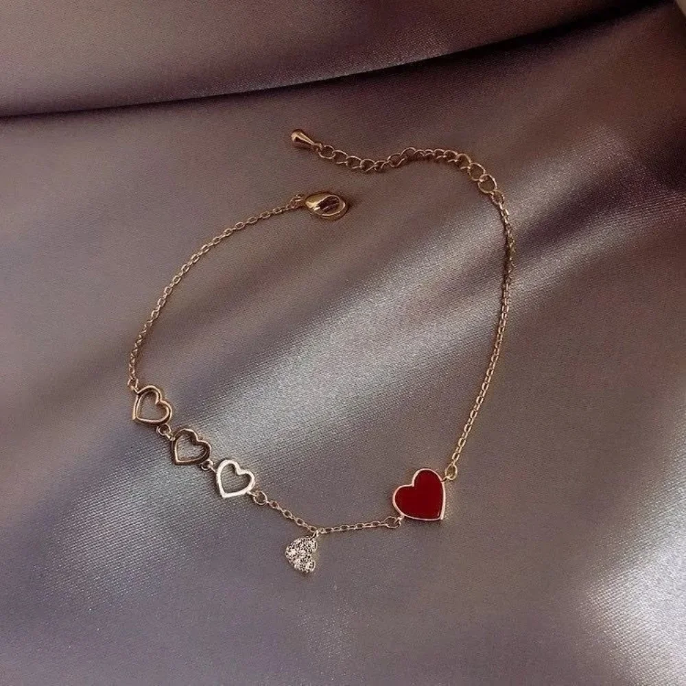 Sweet Hollow Crystal Rhinestone Enamel Bangle Anklet Tiny Metal Chains Cute Love Heart Charm Bracelet for Women Jewelry Pulseras
Sweet Hollow Crystal Rhinestone Enamel Bangle Anklet Tiny Metal Chains Cute Love Heart Charm Bracelet for Women Jewelry Pulseras