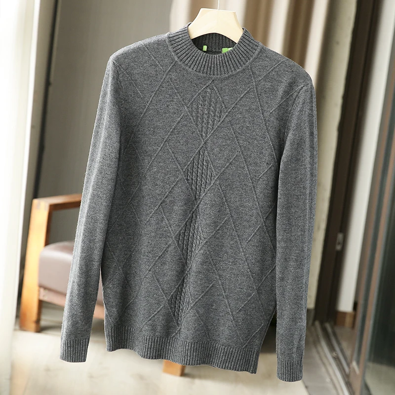 Men Knit 25% Sheep Wool Autumn Winter Men's Thickened Warm Half Turtleneck Casual Jacquard Pullover Sweaters with Headings
Men Knit 25% Sheep Wool Autumn Winter Men's Thickened Warm Half Turtleneck Casual Jacquard Pullover Sweaters with Headings