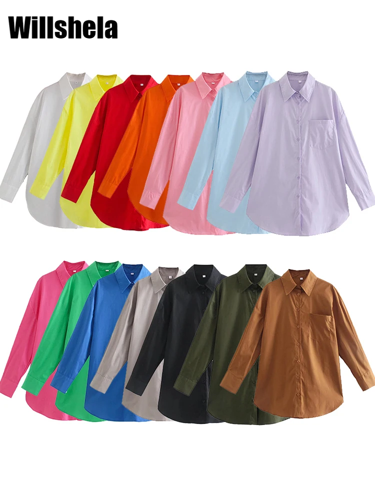 Willshela Women Fashion Solid Single Breasted Blouse Vintage Lapel Neck Long Sleeve Female Chic Lady Shirts
Willshela Women Fashion Solid Single Breasted Blouse Vintage Lapel Neck Long Sleeve Female Chic Lady Shirts
