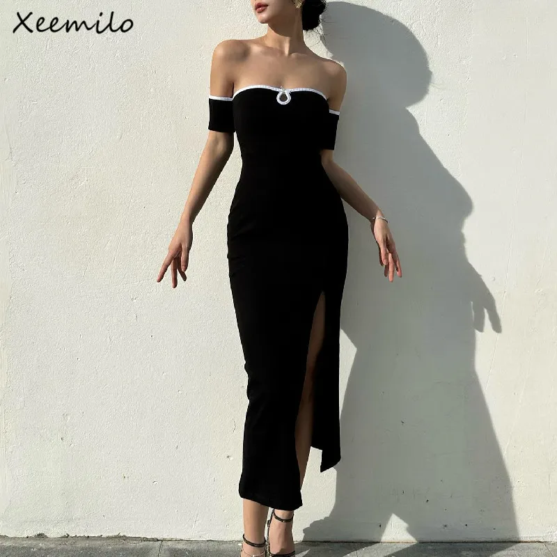 Xeemilo Temperament Slash-neck Black Maxi Dress Sexy Off Shoulder High Split Prom Dresses 2023 Evening Party Club Slim Vestidos
Xeemilo Temperament Slash-neck Black Maxi Dress Sexy Off Shoulder High Split Prom Dresses 2023 Evening Party Club Slim Vestidos