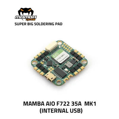 Diatone Mamba F722AIO F722 MK1 F7 mini BlheliS 35A×4 ESC USB AIO DSHOT600 4S Flight Controller 25.5-26mm Stack for RC FPV Drone 
Diatone Mamba F722AIO F722 MK1 F7 mini BlheliS 35A×4 ESC USB AIO DSHOT600 4S Flight Controller 25.5-26mm Stack for RC FPV Drone