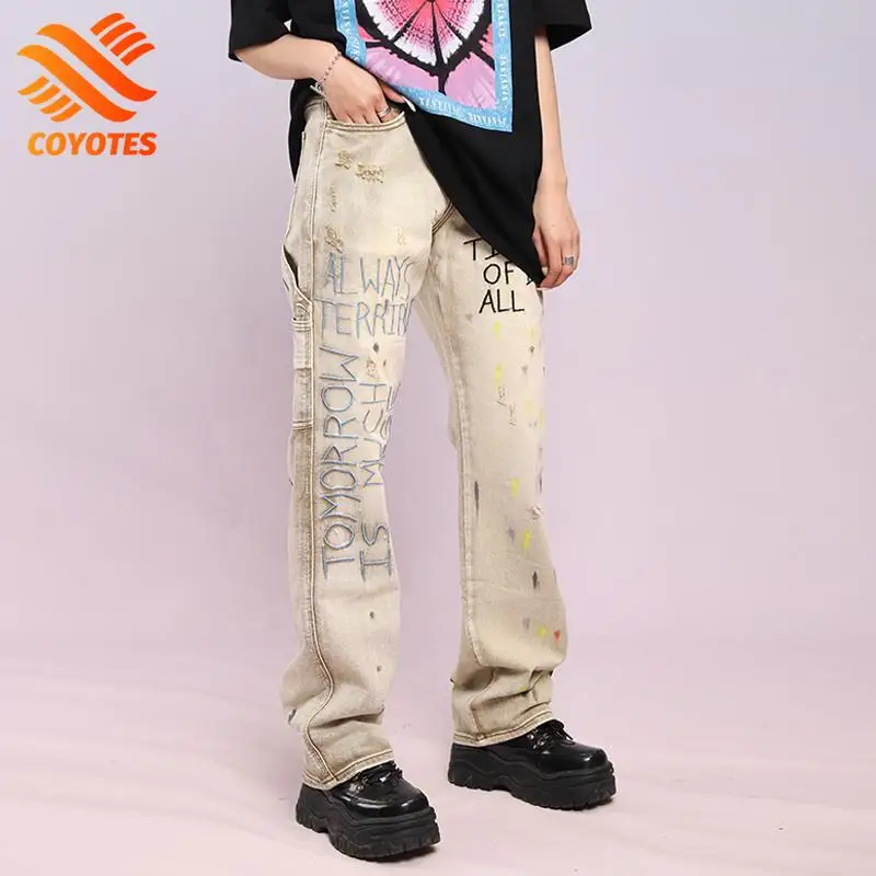 COYOTES Embroidery Straight Jeans Fall Women Streetwear Baggy Trousers High Waist Hip Hop Denim Pants Mom Vintage Jeans
COYOTES Embroidery Straight Jeans Fall Women Streetwear Baggy Trousers High Waist Hip Hop Denim Pants Mom Vintage Jeans