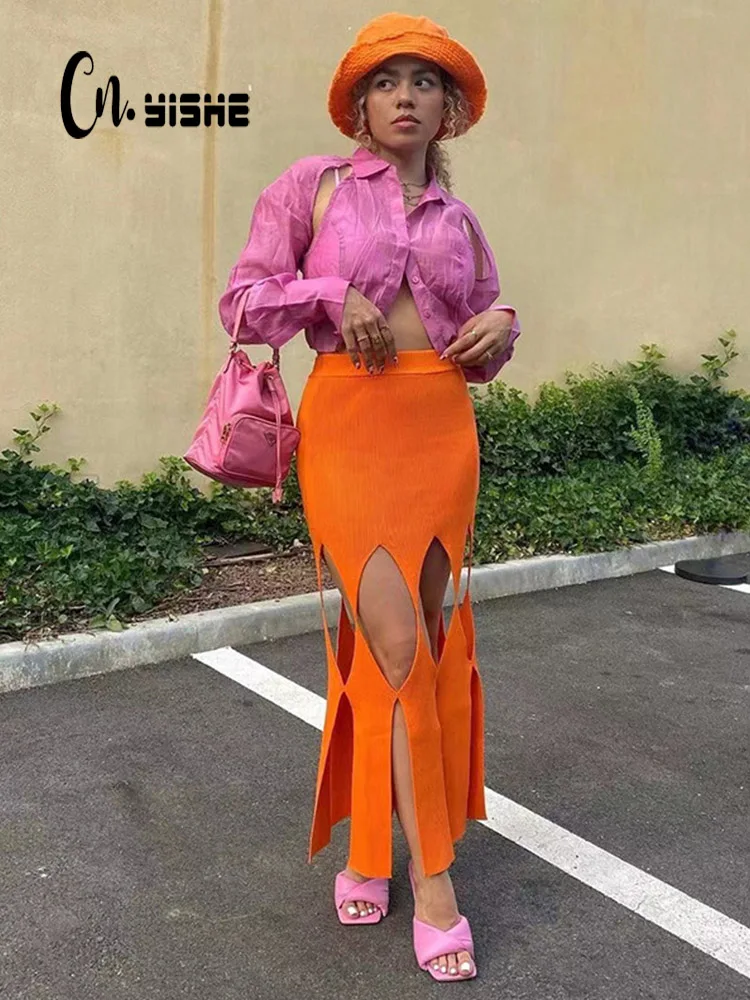 CNYISHE High Street Sexy Cut Out Lady Maxi Skirts Women Bottoms Fashion 2022 Autumn Outfits Neon Orange Long Women's Skirt New
CNYISHE High Street Sexy Cut Out Lady Maxi Skirts Women Bottoms Fashion 2022 Autumn Outfits Neon Orange Long Women's Skirt New