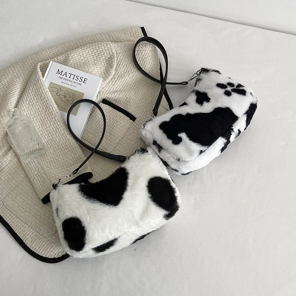 Women Plush Faux Fur Cow Pattern Messenger Bag Autumn Lady Small Shoulder Bag Printing Plush Bag for Daily Travel
Women Plush Faux Fur Cow Pattern Messenger Bag Autumn Lady Small Shoulder Bag Printing Plush Bag for Daily Travel