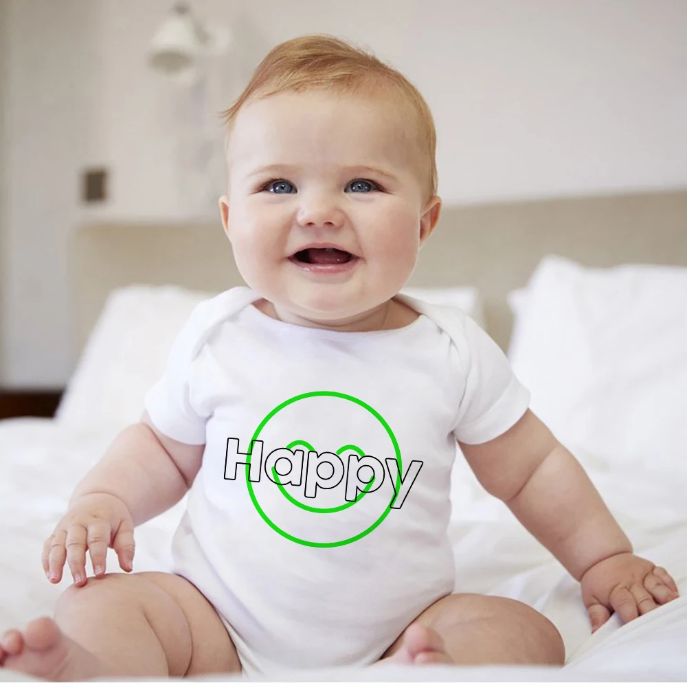 

Smile Happy Newborn Boy Girl Clothes Home Casual Comfy Infant Onesies Short Sleeve Summer Baby Bodysuits 0-24 Month Romper