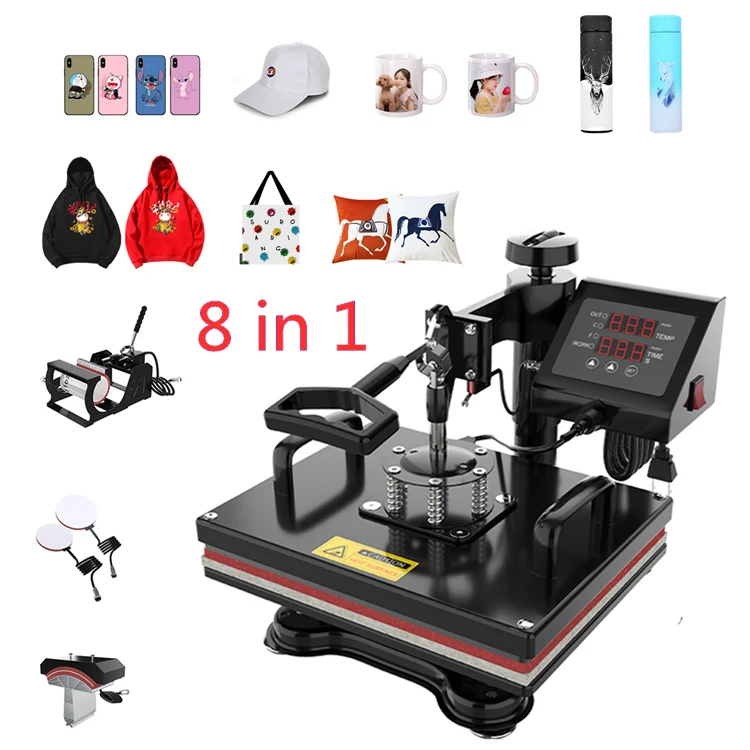 Multifunctional 8 in 1 Textile Rotary Heat Press Machine for Mug, Cap, Tshirt, Multi Heat Transfer Projects
Multifunctional 8 in 1 Textile Rotary Heat Press Machine for Mug, Cap, Tshirt, Multi Heat Transfer Projects