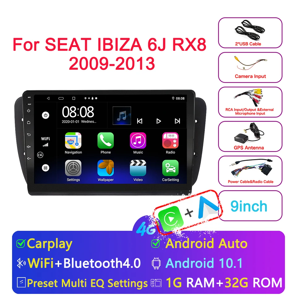 For SEAT IBIZA 6J RX8 2009-2013 with Carplay Android Auto Radio Capacitive Touch Screen GPS Navigation Bluetooth
For SEAT IBIZA 6J RX8 2009-2013 with Carplay Android Auto Radio Capacitive Touch Screen GPS Navigation Bluetooth