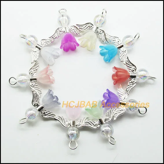 20 New Gradient Mixed Acrylic Angel Charms Silver Plated Orchid Flower Bell Pendants 22x25mm
20 New Gradient Mixed Acrylic Angel Charms Silver Plated Orchid Flower Bell Pendants 22x25mm