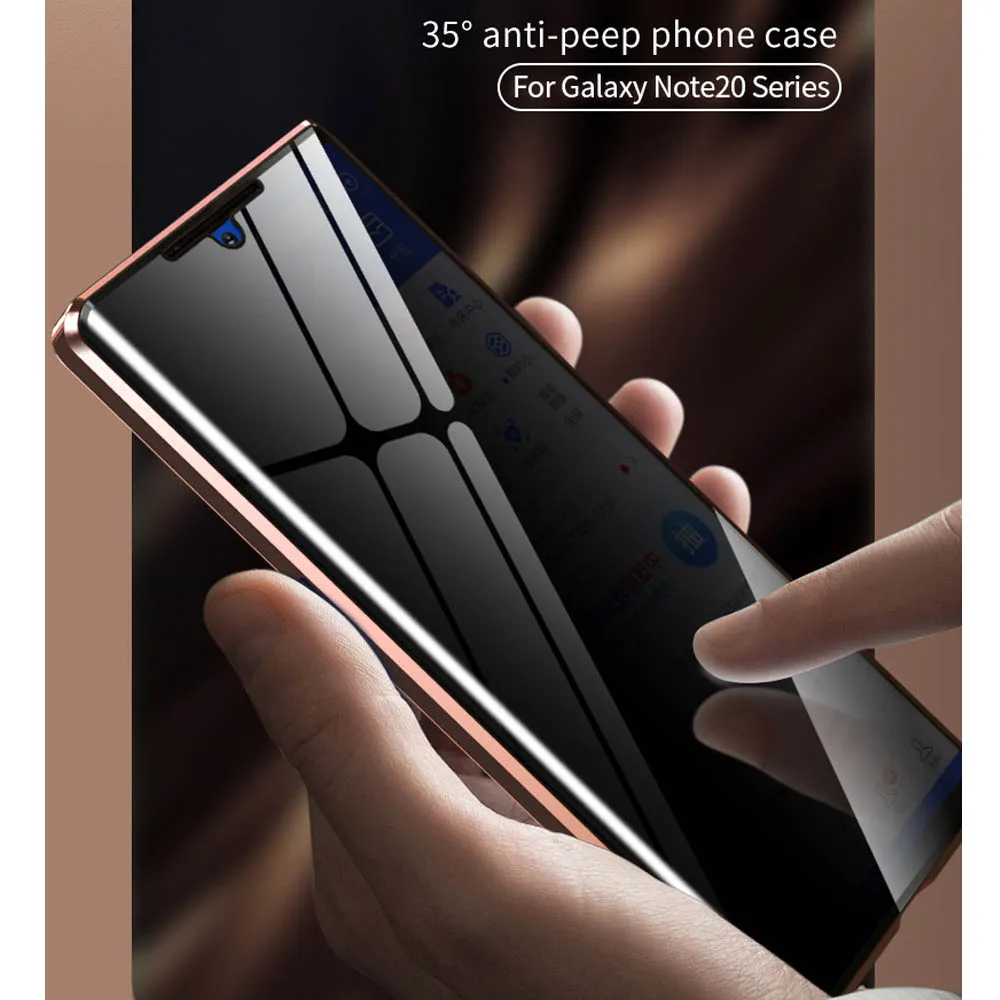 Anti Peeping Privacy Double Side Glass Cases For Samsung Galaxy Note20Ultra S21 S22 Ultra S20FE S20 Cover Metal Magnetic Coque
Anti Peeping Privacy Double Side Glass Cases For Samsung Galaxy Note20Ultra S21 S22 Ultra S20FE S20 Cover Metal Magnetic Coque