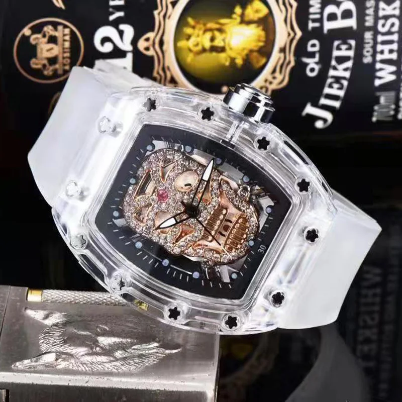 Brand Wrist Watches RM Skull Skeleton Diamond Style Men Casual Sport Lucency Business Rubber Quartz Clock RM37
Brand Wrist Watches RM Skull Skeleton Diamond Style Men Casual Sport Lucency Business Rubber Quartz Clock RM37