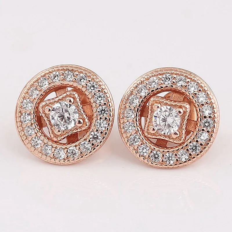 Authentic 925 Sterling Silver Sparkling Rose Vintage Circle With Crystal Stud Earrings For Women Wedding Gift Fashion Jewelry
Authentic 925 Sterling Silver Sparkling Rose Vintage Circle With Crystal Stud Earrings For Women Wedding Gift Fashion Jewelry