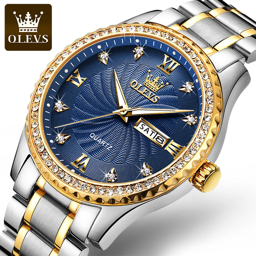 OLEVS Waterproof Business Men Wristwatches Quartz Stainless Steel Strap Golden Diamond-encrusted Luxury Watches for Men Luminous
OLEVS Waterproof Business Men Wristwatches Quartz Stainless Steel Strap Golden Diamond-encrusted Luxury Watches for Men Luminous
