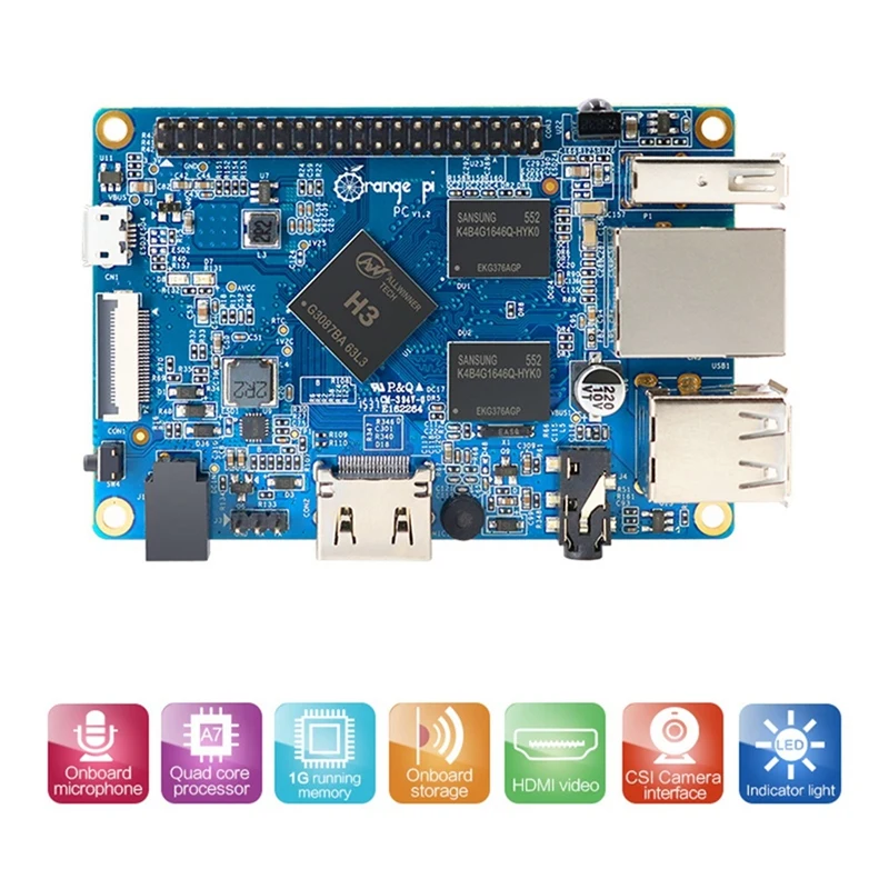 For Orange Pi PC Arm Development Board H3 1GB DDR3 4 Core 1.6G Open Source Run Android4.4 Ubuntu Debian
For Orange Pi PC Arm Development Board H3 1GB DDR3 4 Core 1.6G Open Source Run Android4.4 Ubuntu Debian