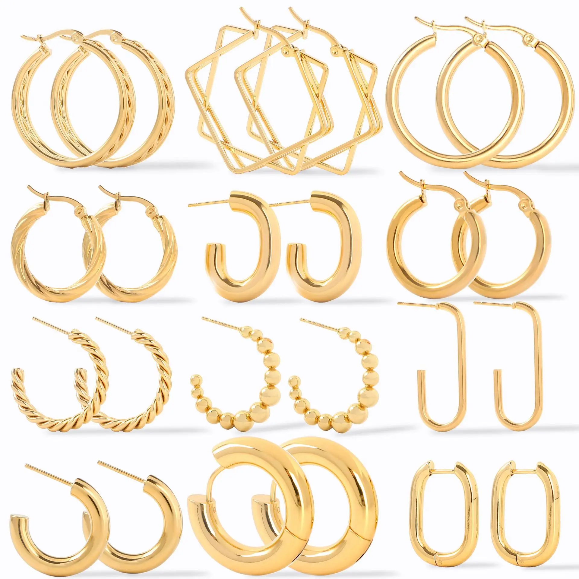 Multi Stainless Steel Golden Open Hoop Earrings Women Thick Chunky Hoops Earrings Jewelry for Christmas Birthday
Multi Stainless Steel Golden Open Hoop Earrings Women Thick Chunky Hoops Earrings Jewelry for Christmas Birthday
