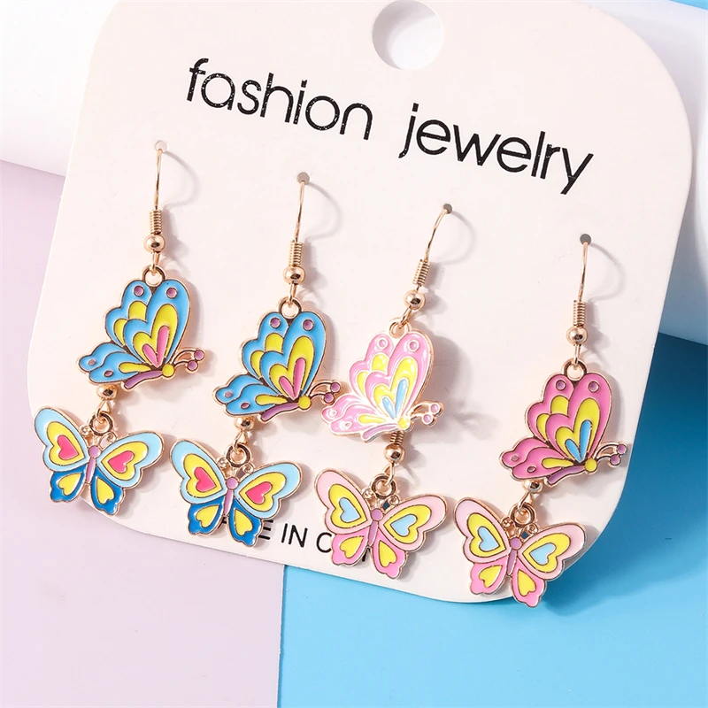 

Fashion Butterfly Drop Earrings for Women Enamel Animal Pendants Dangle Hook Earrings Brincos Femme Girls Party Jewelry Gifts