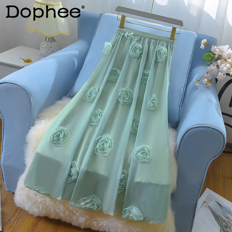 Flower Skirt for Women 2022 Summer New Double Layer Slimming High Waist A- Line Mid-Length Mesh Chiffon Skirts Faldas Femme
Flower Skirt for Women 2022 Summer New Double Layer Slimming High Waist A- Line Mid-Length Mesh Chiffon Skirts Faldas Femme