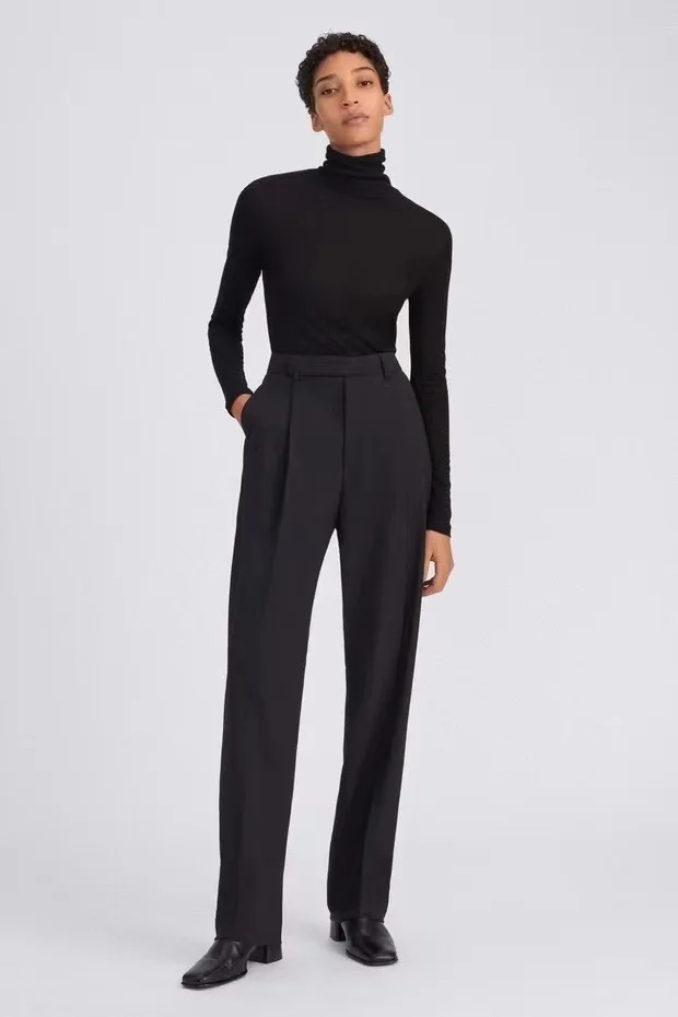 22 Spring Summer New Versatile Straight Cylinder Wool Blend Women Trousers with High Waist Thin Floor
22 Spring Summer New Versatile Straight Cylinder Wool Blend Women Trousers with High Waist Thin Floor