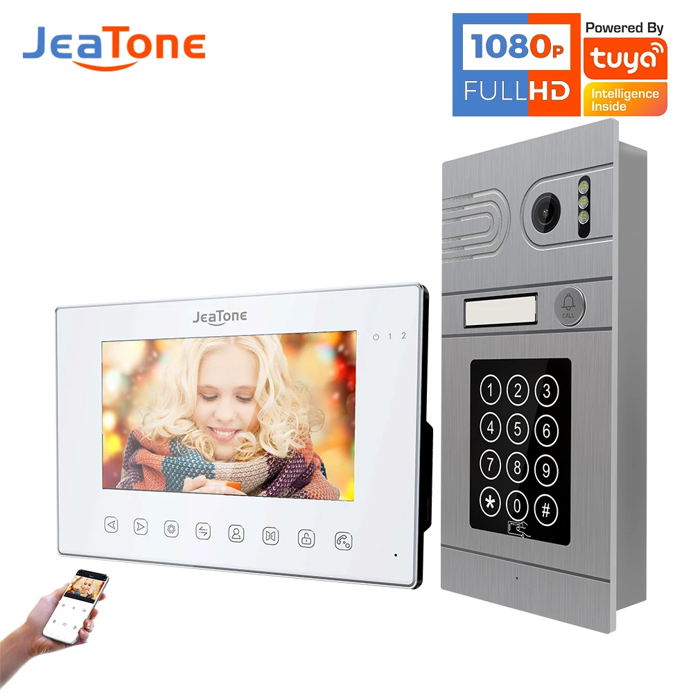 

Jeatone Video Intercom With HD Camera 1080P And Coder Front Door Gate Home Security System Doorbell WiFi Wireless Control