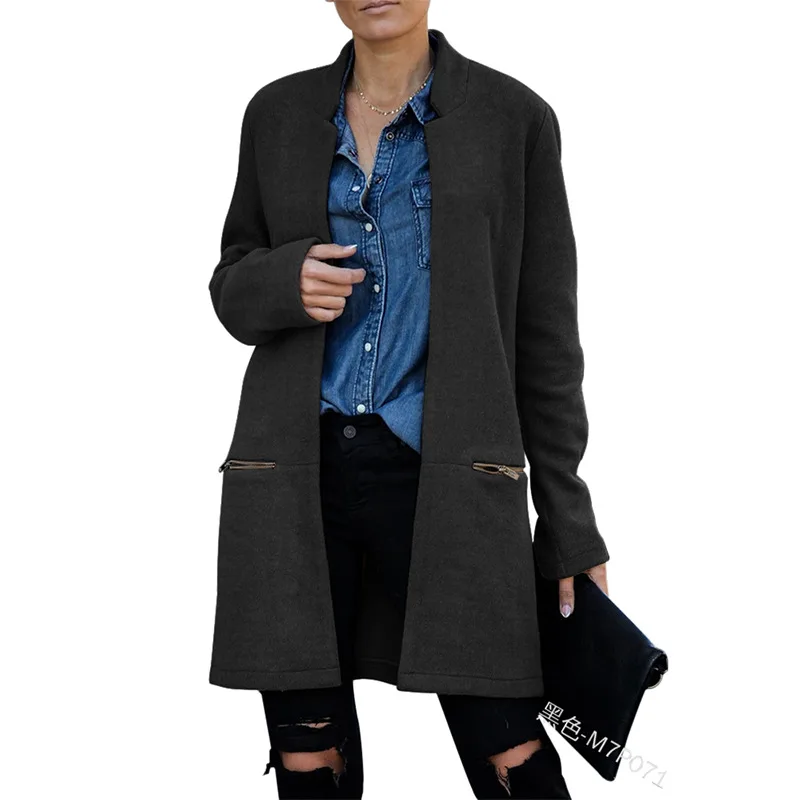 2022 Women's Autumn Winter Solid Color Mid-Length Zipper Pocket Trench Coat Fashion Fitted Long Sleeve Coat
2022 Women's Autumn Winter Solid Color Mid-Length Zipper Pocket Trench Coat Fashion Fitted Long Sleeve Coat