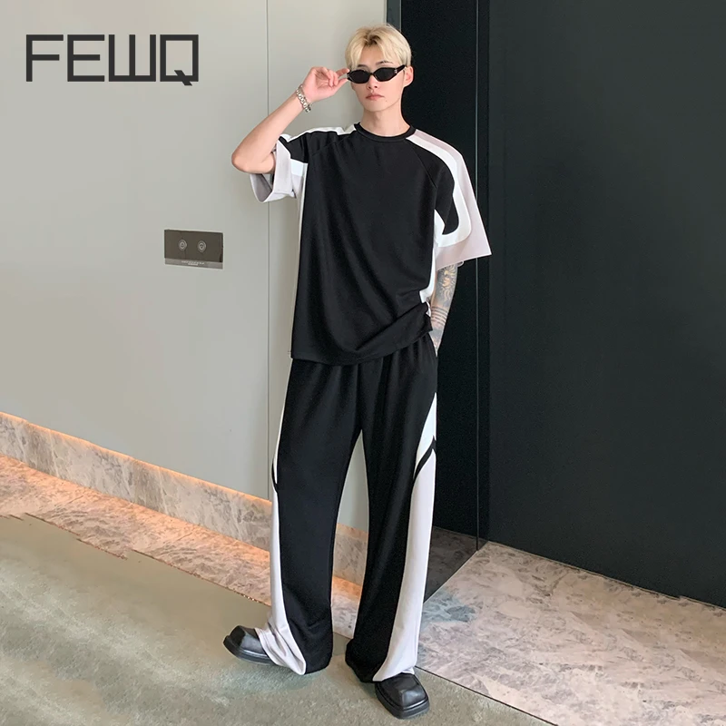 FEWQ High Streen Male Casual Sets Fashion Versatile Short Sleeve T-shirt Trend Men's Summer Loose Baggy Pants Two Piece 9C1163
FEWQ High Streen Male Casual Sets Fashion Versatile Short Sleeve T-shirt Trend Men's Summer Loose Baggy Pants Two Piece 9C1163