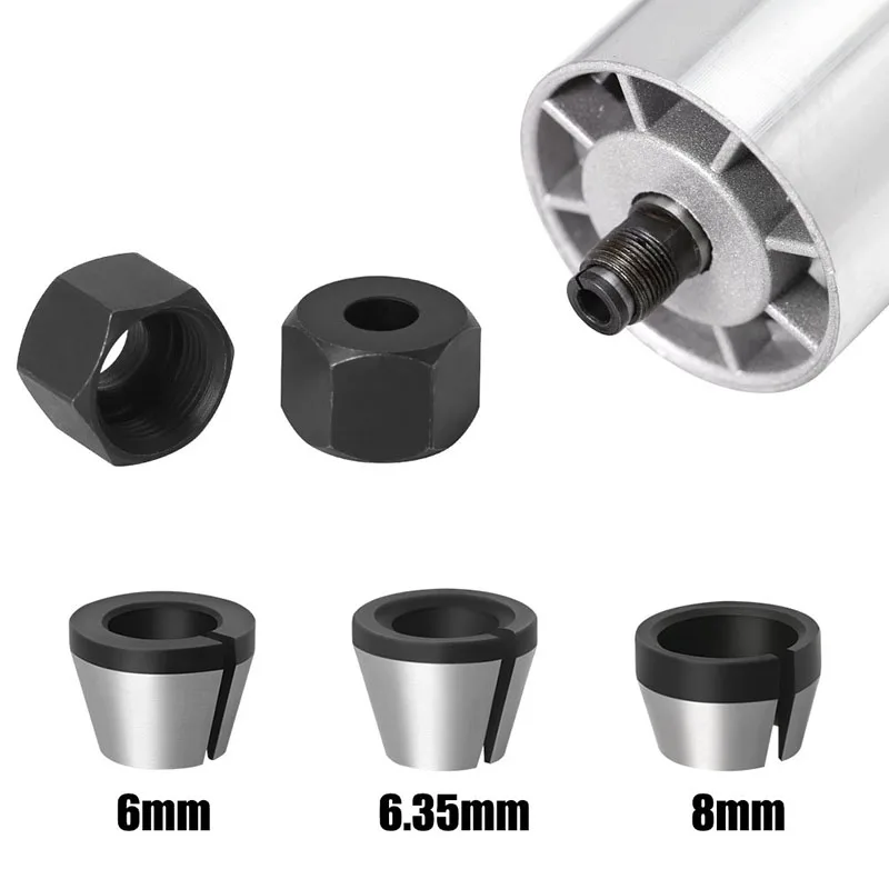 6/6.35/8mm Collet Chuck with Nut Engraving Trimming Machine Electric Router Milling Cutter Accessories
6/6.35/8mm Collet Chuck with Nut Engraving Trimming Machine Electric Router Milling Cutter Accessories
