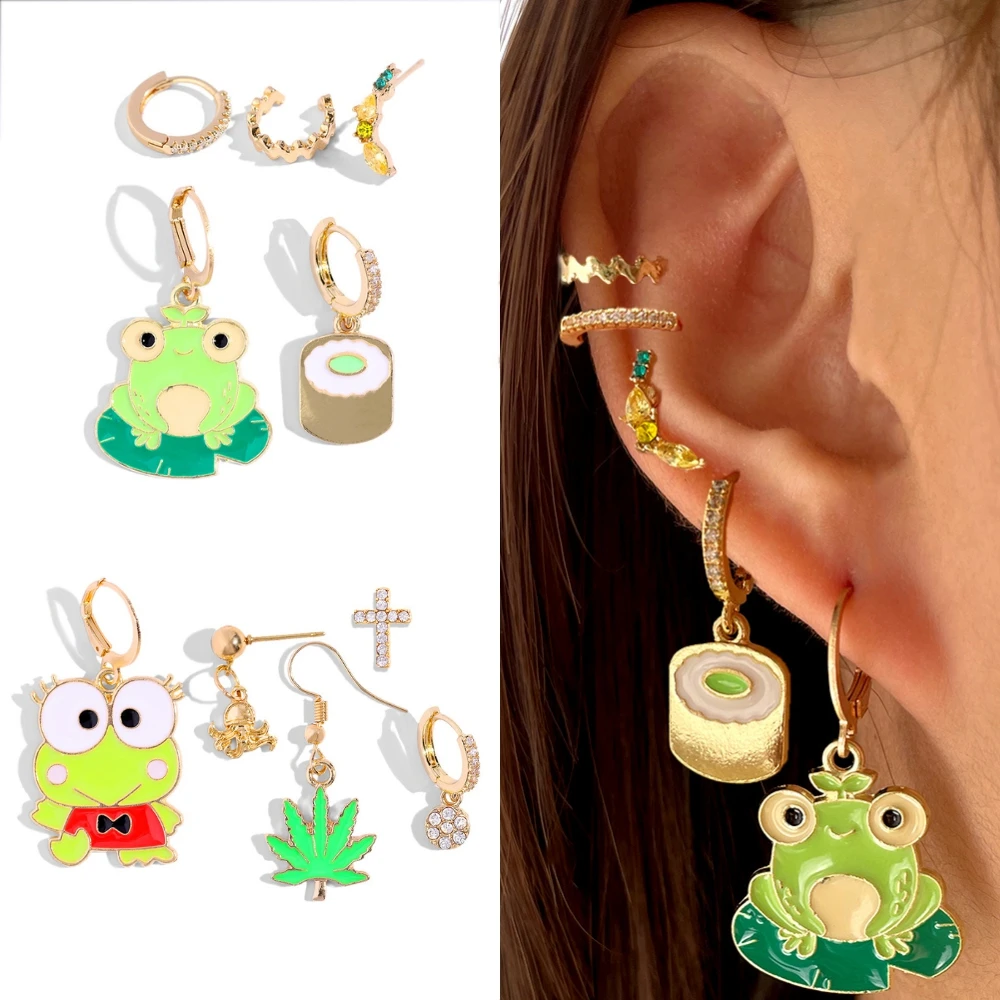 New Cute Cartoon Animal Frog Dangle Drop Earring Set For Women Girl Green Funny Frog Toad Alloy Enamel Earring Y2K Jewelry Gift
New Cute Cartoon Animal Frog Dangle Drop Earring Set For Women Girl Green Funny Frog Toad Alloy Enamel Earring Y2K Jewelry Gift