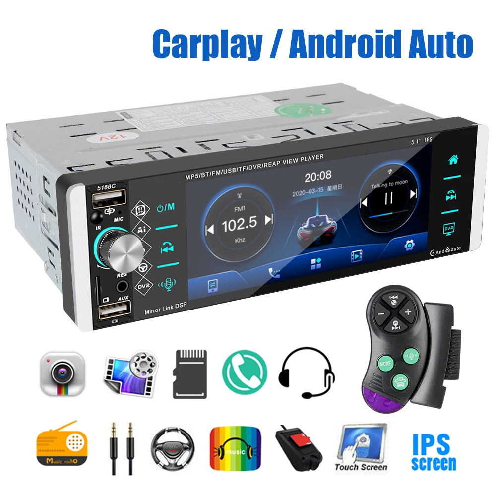Carplay 5,1 дюймовый сенсорный экран IPS автомобильное радио MP3 MP5 плеер стерео приемник Bluetooth 4,2 3-USB 1 Din Smart AI голосовой помощник
Carplay 5,1 дюймовый сенсорный экран IPS автомобильное радио MP3 MP5 плеер стерео приемник Bluetooth 4,2 3-USB 1 Din Smart AI голосовой помощник