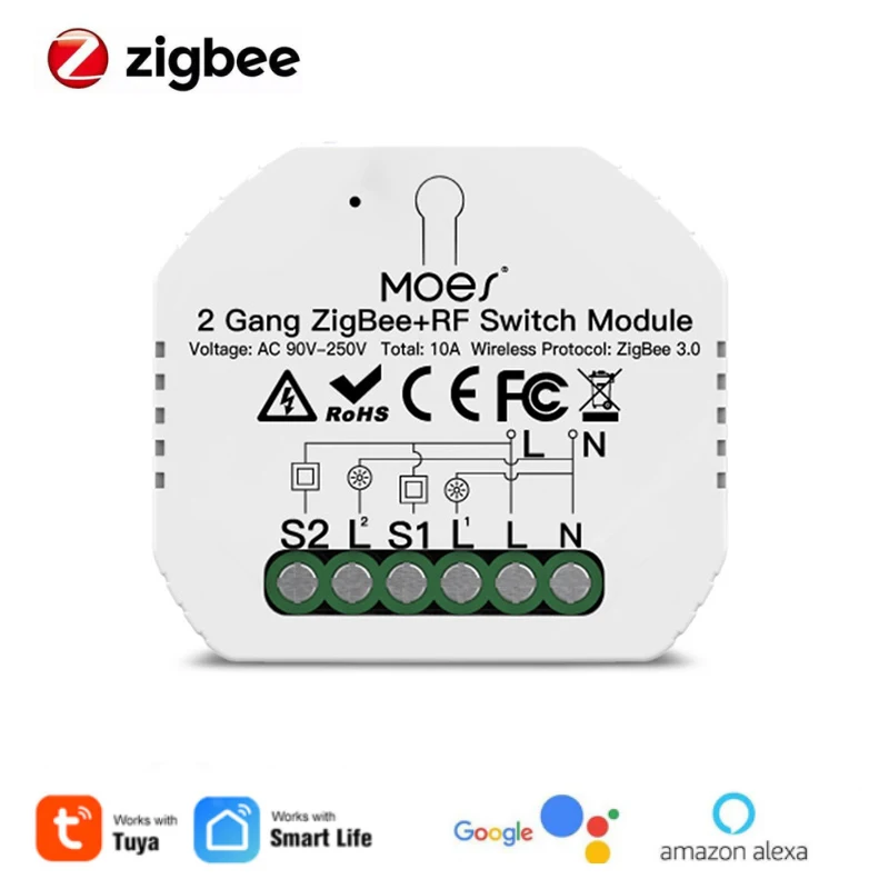 10A Tuya Zigbee+RF Switch Module Smart Life Remote Voice Control Smart Light DIY Switch Module Smart Home With Alexa Google Home
10A Tuya Zigbee+RF Switch Module Smart Life Remote Voice Control Smart Light DIY Switch Module Smart Home With Alexa Google Home