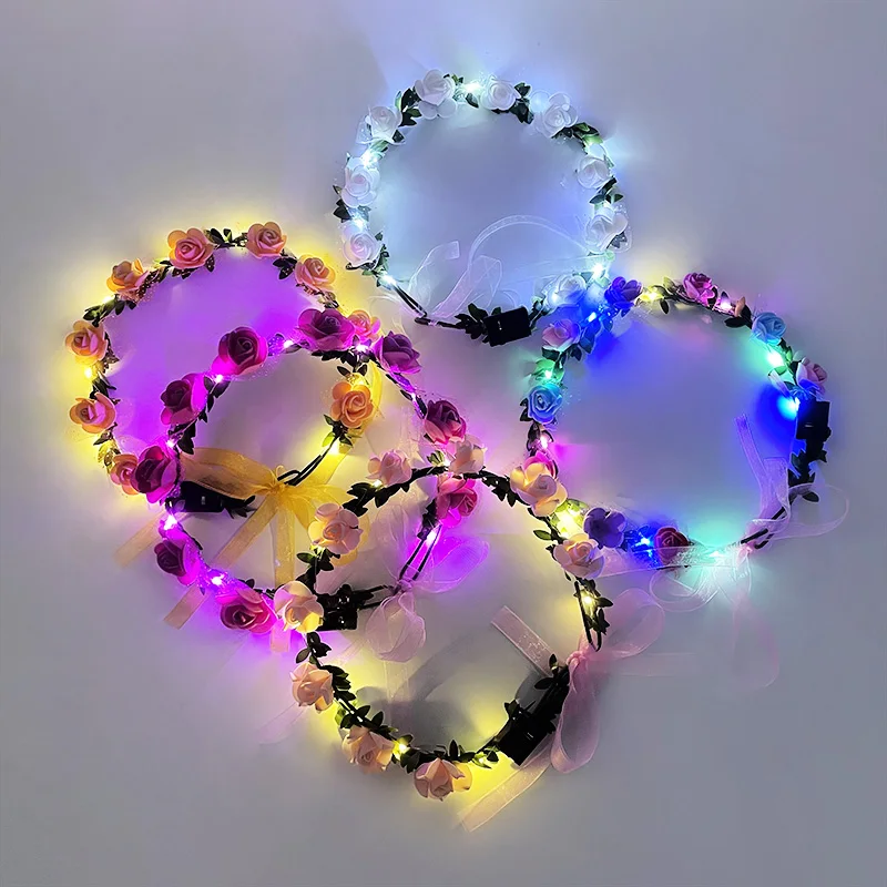 1pc Adjustable Girl Flower Headband With LED Light Rose Wreath Crown Hairband For Wedding Birthday Glow Party Hair Accessories
1pc Adjustable Girl Flower Headband With LED Light Rose Wreath Crown Hairband For Wedding Birthday Glow Party Hair Accessories