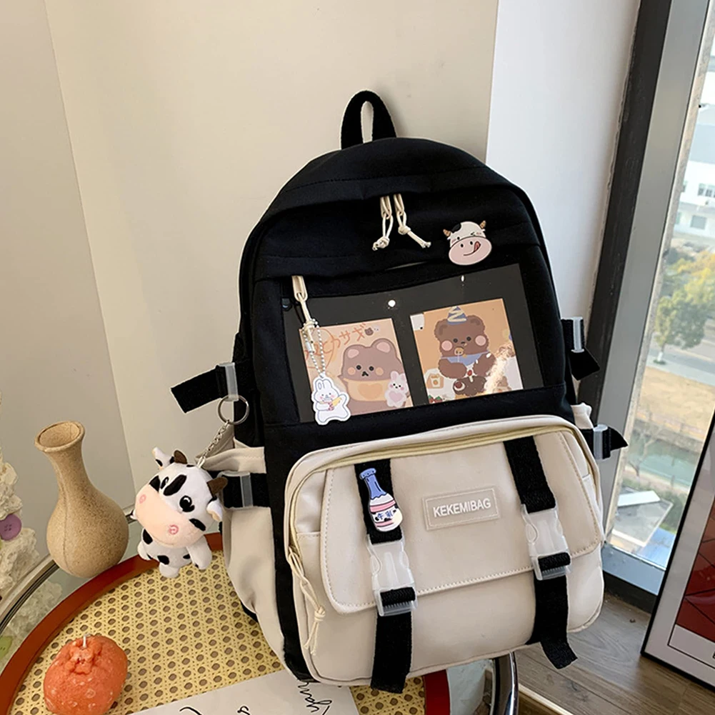 Casual Preppy Style Students School Bags Fashion Canvas Contrast Color Large Capacity Knapsack Women Backpack with Cow Pendants
Casual Preppy Style Students School Bags Fashion Canvas Contrast Color Large Capacity Knapsack Women Backpack with Cow Pendants