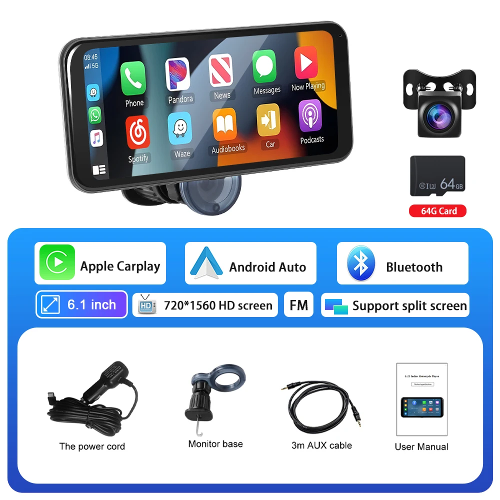 Podofo 6,1-дюймовый автомобильный монитор, беспроводной экран CarPlay, Android Auto, мультимедийный плеер, поддержка Apple Airplay Bluetooth
Podofo 6,1-дюймовый автомобильный монитор, беспроводной экран CarPlay, Android Auto, мультимедийный плеер, поддержка Apple Airplay Bluetooth