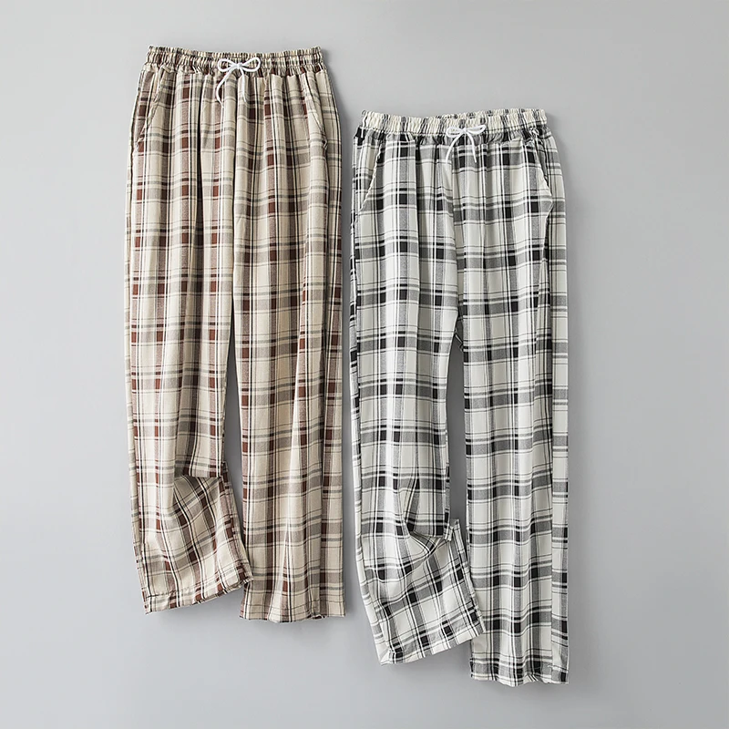 Штаны HOUZHOU мужские клетчатые постельное белье корейские брюки уличная одежда