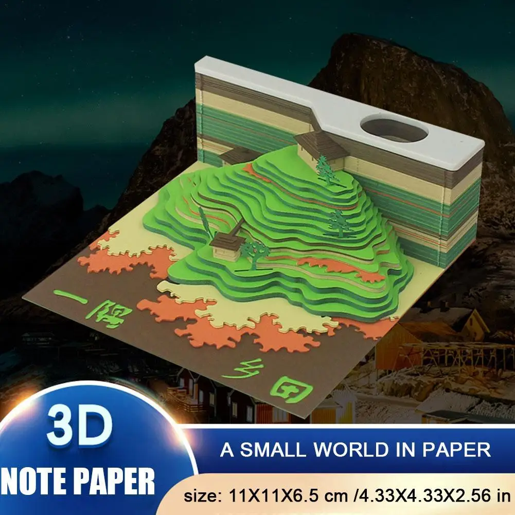 Creative Natural Landscape Three-dimensional Sticky Memo Pad Notepad Green Mountain Rivers 3D Paper Carving Art Craft Note Pad
Creative Natural Landscape Three-dimensional Sticky Memo Pad Notepad Green Mountain Rivers 3D Paper Carving Art Craft Note Pad