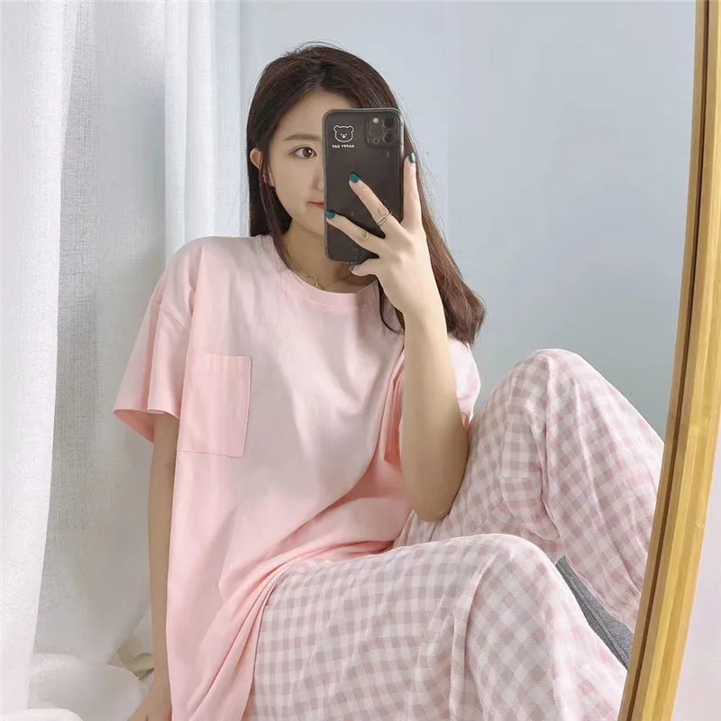 Women's Pajamas Sets Summer Fashion Short Sleeve Trousers Two Piece Set Pyjamas Korean Style Clothing Homewear Sleepwea
Women's Pajamas Sets Summer Fashion Short Sleeve Trousers Two Piece Set Pyjamas Korean Style Clothing Homewear Sleepwea