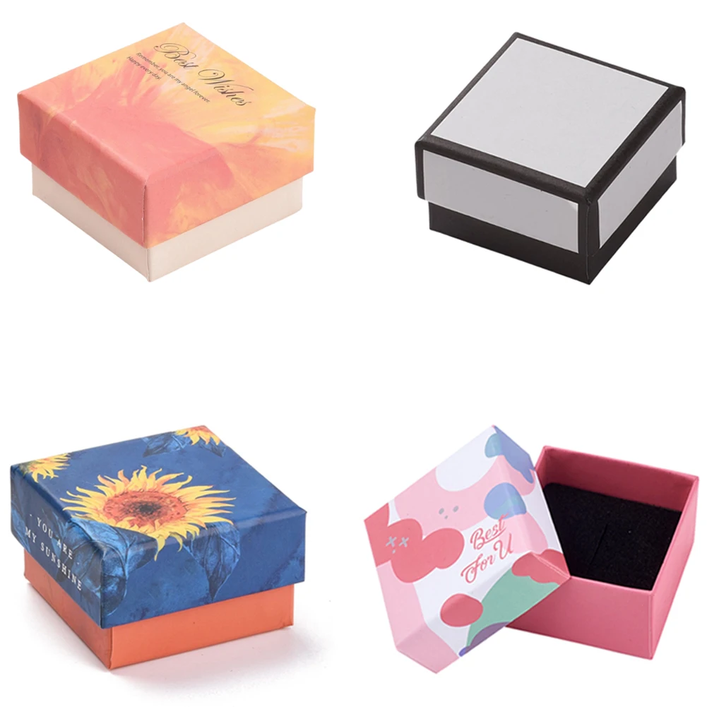 Cardboard Jewelry Box Square Packaging Boxes Ring Bracelets Earrings Jewelry Gifts Box Sunflower Pattern with Sponge 24Pcs/Lot
Cardboard Jewelry Box Square Packaging Boxes Ring Bracelets Earrings Jewelry Gifts Box Sunflower Pattern with Sponge 24Pcs/Lot