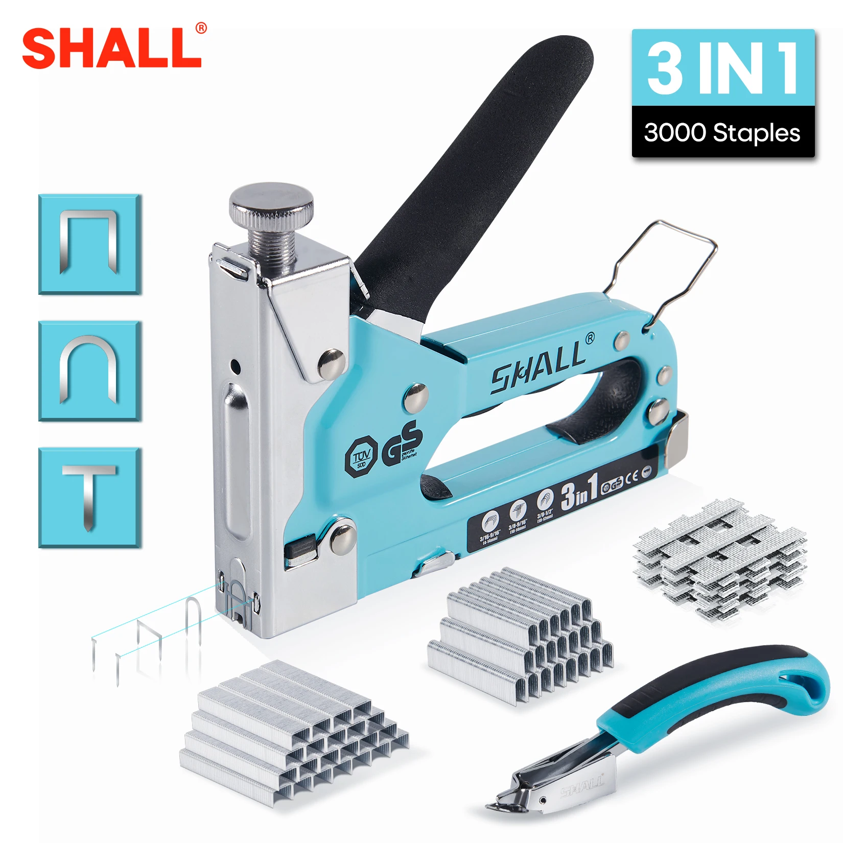 SHALL 3-in-1 Staple Gun Heavy Duty Upholstery Staple Gun Kit with 3000 Staples Nail Gun for DIY Home Decor Tools
SHALL 3-in-1 Staple Gun Heavy Duty Upholstery Staple Gun Kit with 3000 Staples Nail Gun for DIY Home Decor Tools
