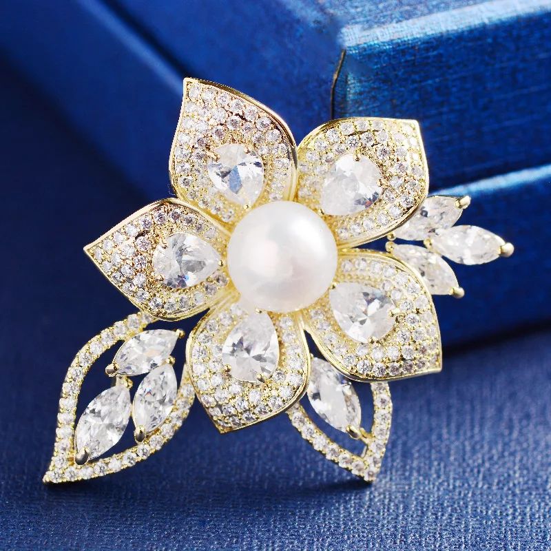 Copper Inlaid Zircon Freshwater Pearl Flower Brooch Elegant Temperament Simple Clothing Atmosphere Fashion Pin Accessories
Copper Inlaid Zircon Freshwater Pearl Flower Brooch Elegant Temperament Simple Clothing Atmosphere Fashion Pin Accessories