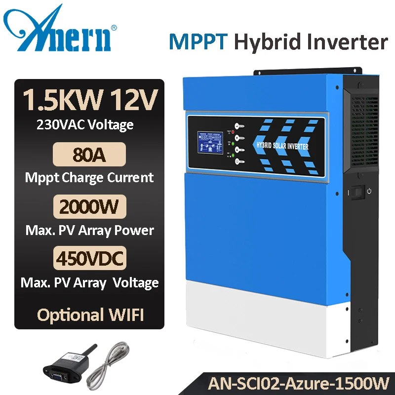 Anern 1500W Solar Inverter Hybrid 12V 50Hz 60Hz 2000VA MPPT 80A Pure Sine Wave Charge Current Inversor With Battery Charge
Anern 1500W Solar Inverter Hybrid 12V 50Hz 60Hz 2000VA MPPT 80A Pure Sine Wave Charge Current Inversor With Battery Charge