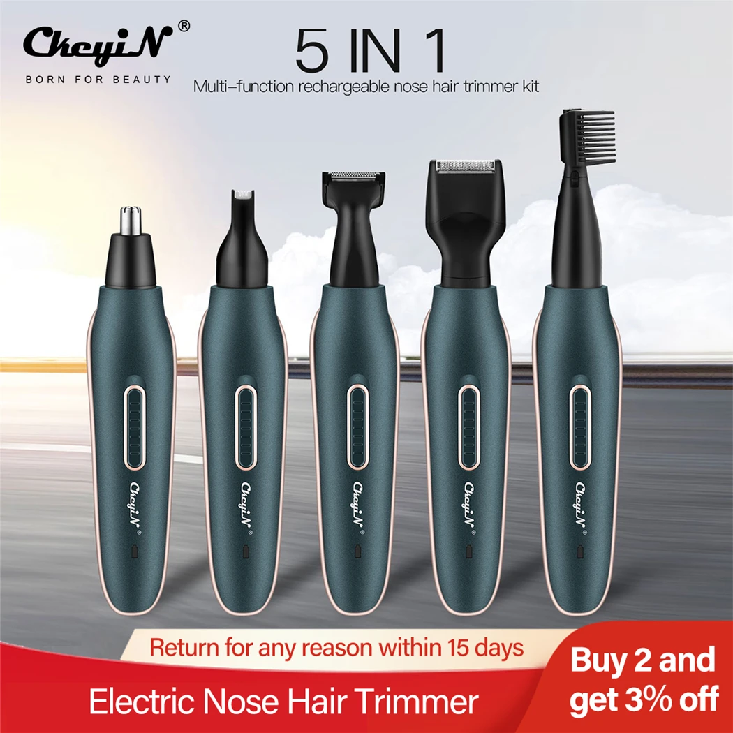 

5 in 1 Electric Nose Hair Trimmer Rechargeable Sideburns Razor Eyebrow Shaper Beard Trimmer Men Face Hair Remover Grooming Kit