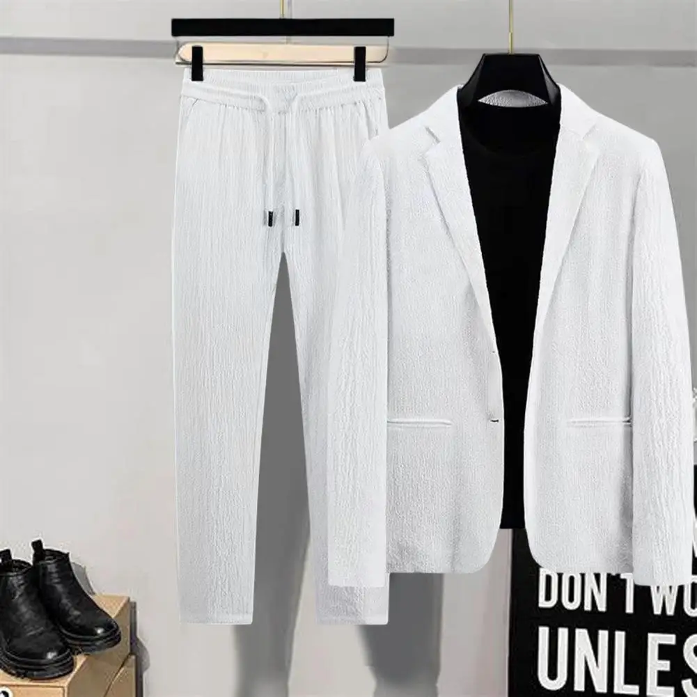 1 Set Popular Casual Outfit Spring Summer Blazer Pants Button Turndown Collar Blazer Elastic Waist Pants Pleats
1 Set Popular Casual Outfit Spring Summer Blazer Pants Button Turndown Collar Blazer Elastic Waist Pants Pleats