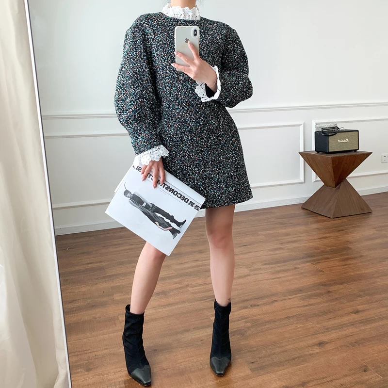 Casual Long Sleeve Tweed Dress for Women Vintage Lace O-neck High Waist Mini Dresses Autumn 2022 Office Wear Slim Knit Vestidos
Casual Long Sleeve Tweed Dress for Women Vintage Lace O-neck High Waist Mini Dresses Autumn 2022 Office Wear Slim Knit Vestidos