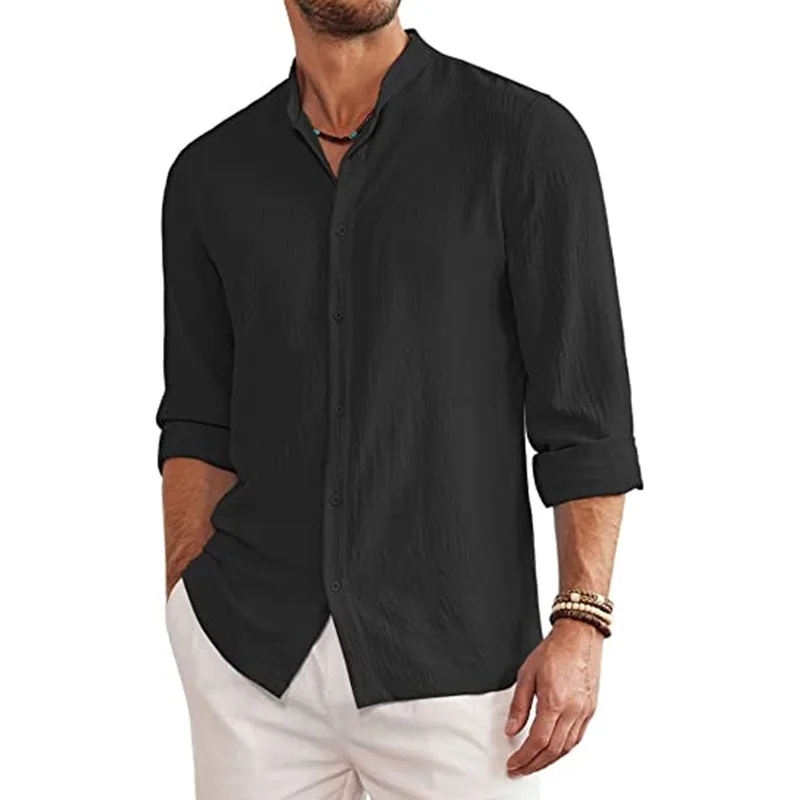 New Men's Casual Long Sleeve Shirt Black Stand Collar Shirt for Men Anti-Wrinkle Solid Color Male Social Formal Shirts
New Men's Casual Long Sleeve Shirt Black Stand Collar Shirt for Men Anti-Wrinkle Solid Color Male Social Formal Shirts