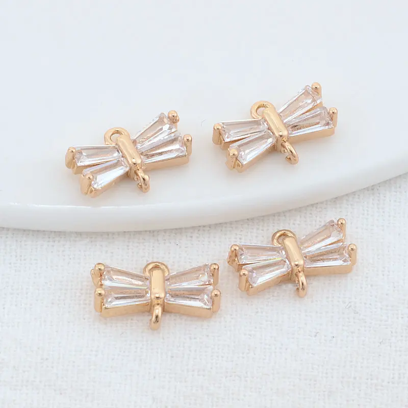 8*13MM 14K Gold Color Brass and Zircon Bowknot Shape Charms Pendants Necklace Earrings Jewelry Making Supplies Diy Accessories
8*13MM 14K Gold Color Brass and Zircon Bowknot Shape Charms Pendants Necklace Earrings Jewelry Making Supplies Diy Accessories