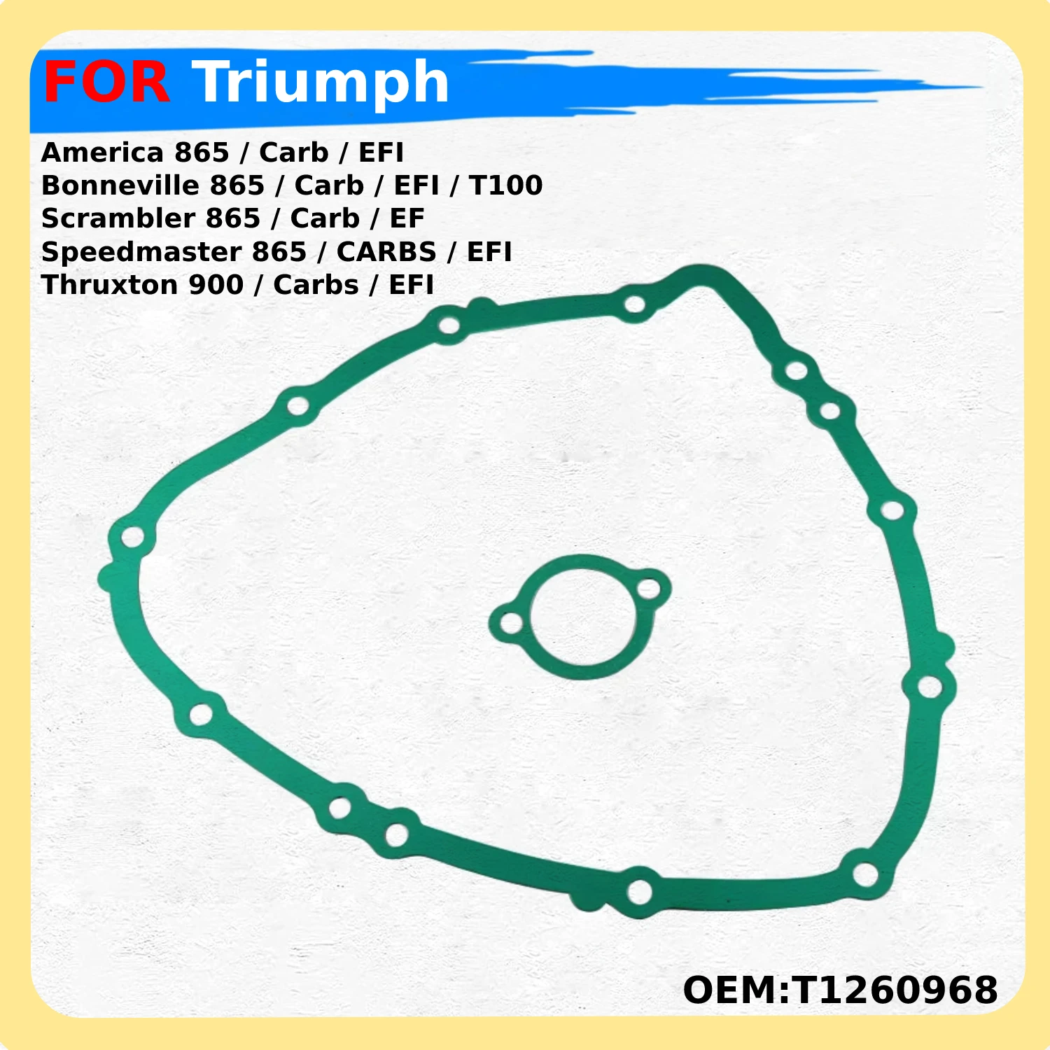 Прокладка крышки сцепления мотоцикла OEM: T1260968 для Triumph America/Bonneville/Scrambler/Spexmaster/Thruxton 900/865/EFI
Прокладка крышки сцепления мотоцикла OEM: T1260968 для Triumph America/Bonneville/Scrambler/Spexmaster/Thruxton 900/865/EFI