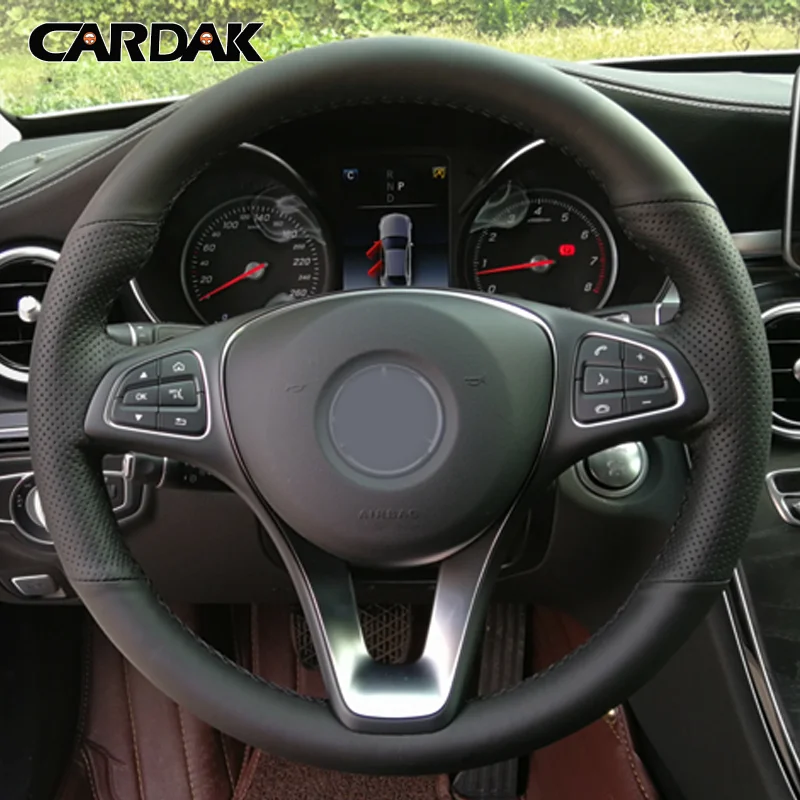 CARDAK Black Artificial Leather Steering Wheel Cover for Mercedes Benz W176 W246 W205 C117 C218 W447 Steering Wheel Trim Cover
CARDAK Black Artificial Leather Steering Wheel Cover for Mercedes Benz W176 W246 W205 C117 C218 W447 Steering Wheel Trim Cover