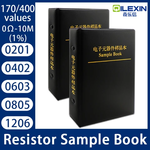 Комплект резисторов SMD Book 0805, набор ассортимента резисторов 0201, 0402, 0603, 1206, 1%, 170, 400 значений, значений, 0R-10M Smd, DIY альбом образцов