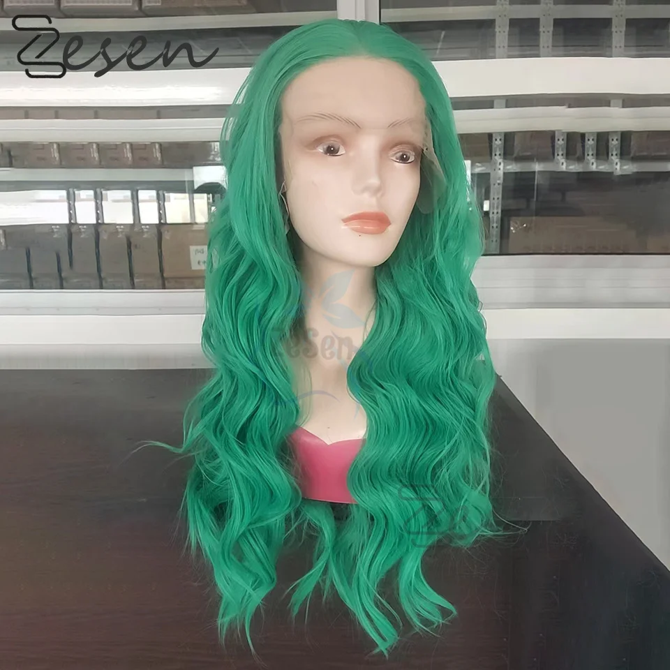 Synthetic Lace Front Wig Mint Green Wig Natural Hairline Glueless Wigs For Women Long Body Wavy Hair Cosplay Daily Wear Wigs
Synthetic Lace Front Wig Mint Green Wig Natural Hairline Glueless Wigs For Women Long Body Wavy Hair Cosplay Daily Wear Wigs
